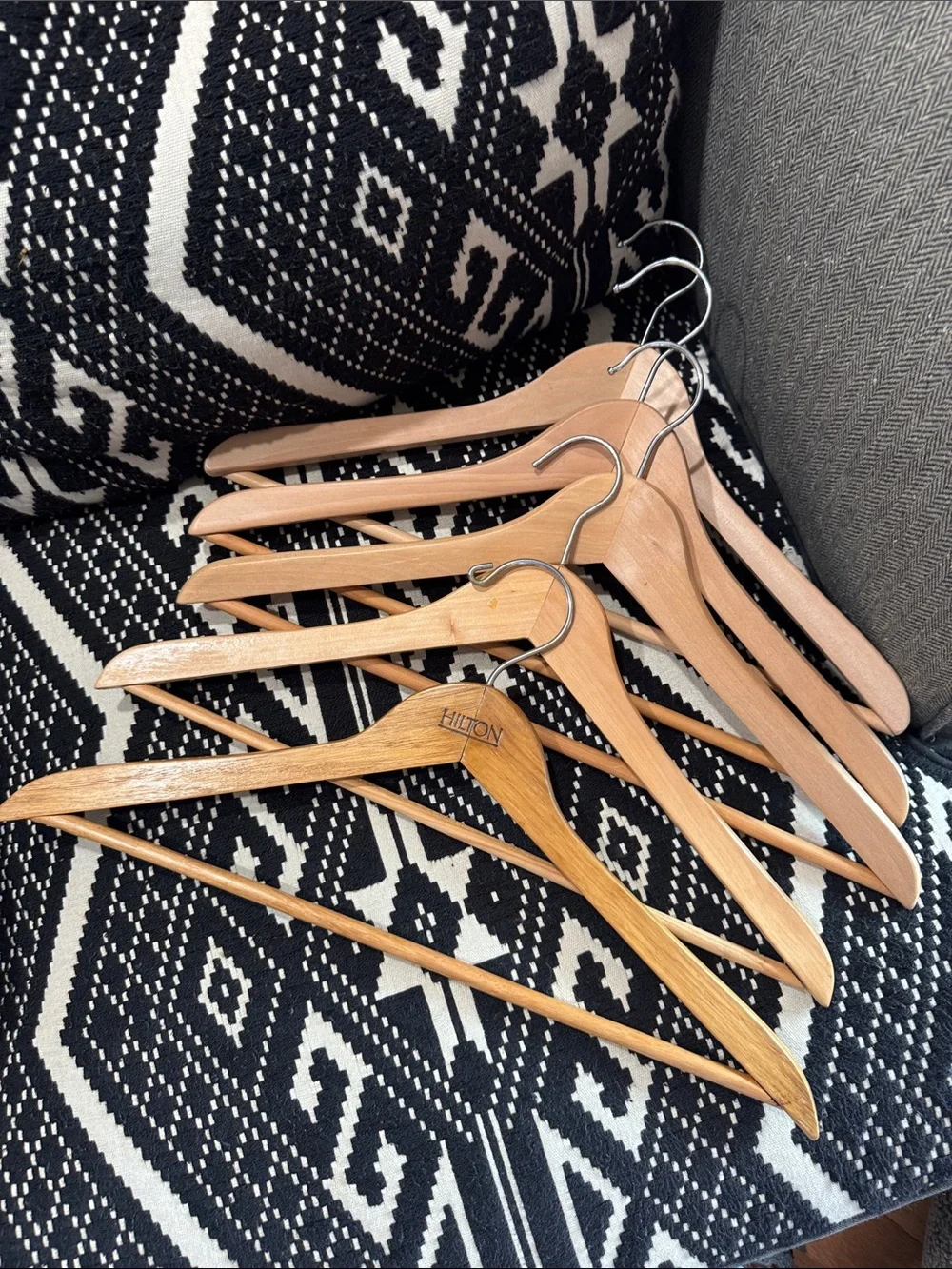 9 Wooden Suit Hangers - Light Natural Wood some vintage